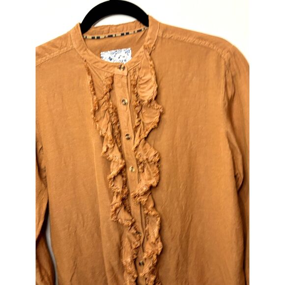 Pilcro Anthropologie Ruffles Linen Blend Shirt Size XS - Small - n76 - Picture 3 of 16